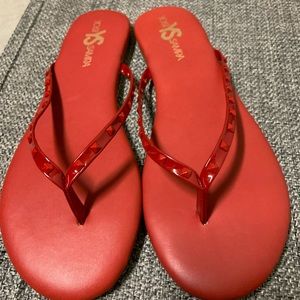 Yosi Samra red leather flip flop